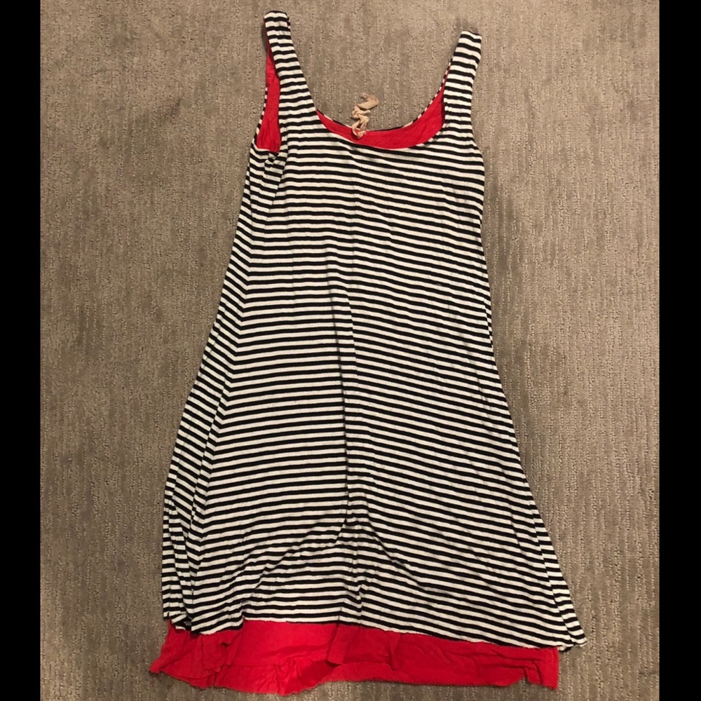 Hot mama gray/white stripe beach coverup dress